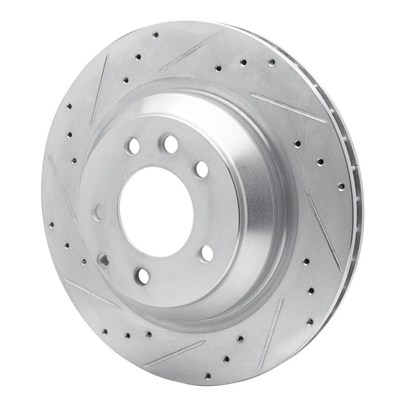 Porsche Cayenne Brake Rotor (1) - Rear Left - R1 Concepts - Drilled & Slotted - Silver - `05-`18